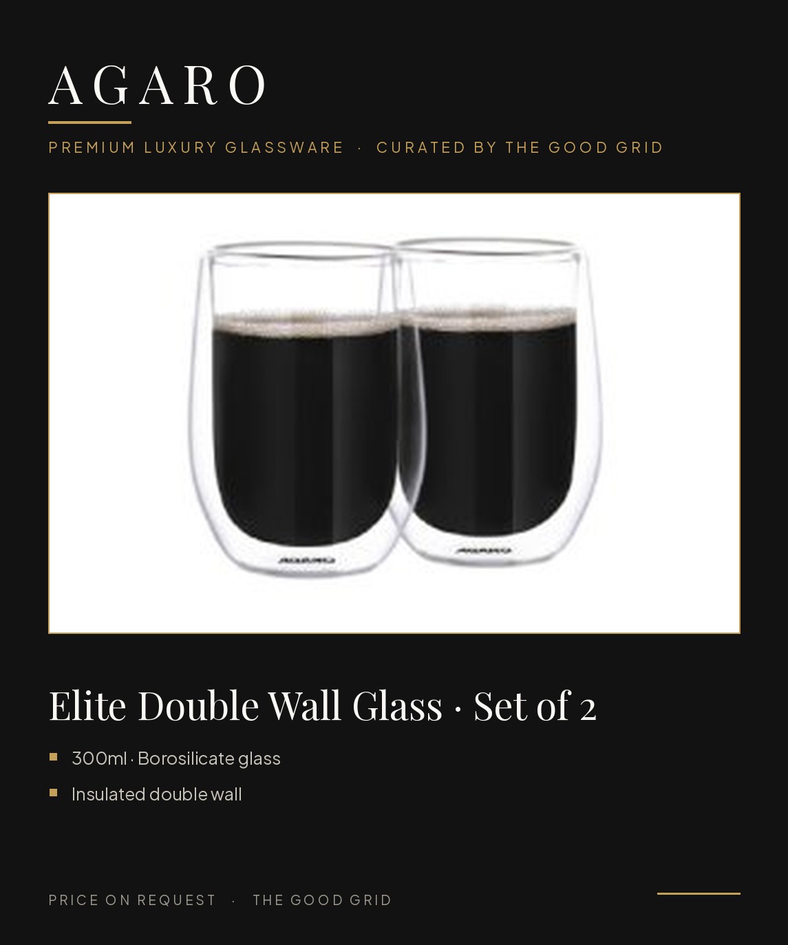 AGARO Elite Double Wall Glass 300ml — Pack of 2