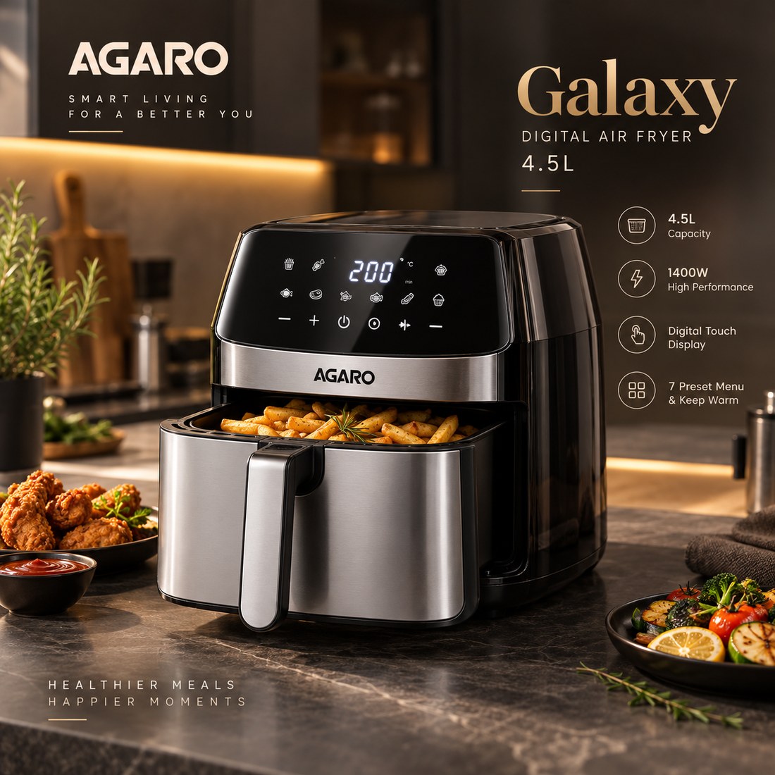 AGARO Galaxy Digital Air Fryer 4.5L