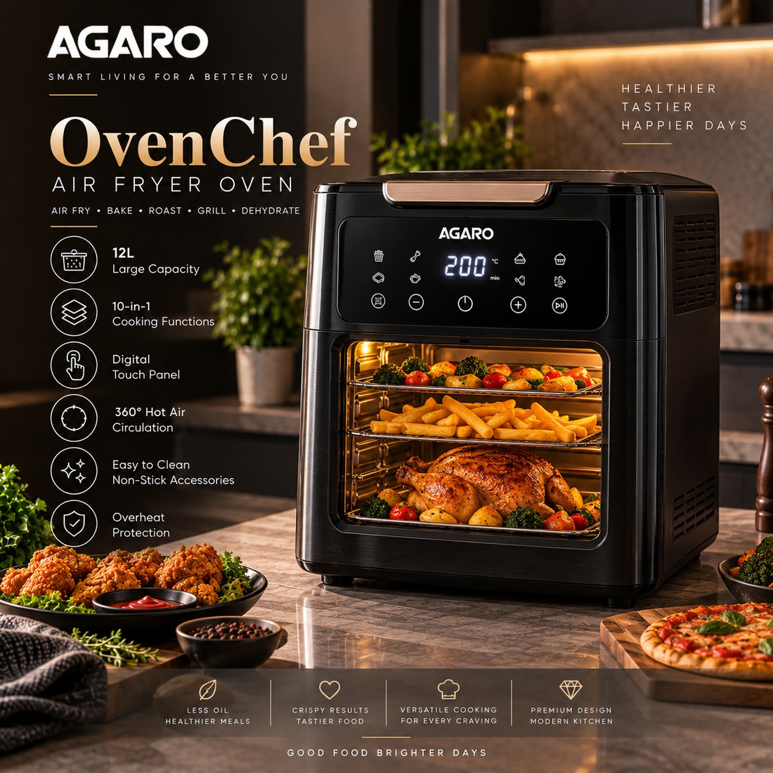 AGARO OvenChef Air Fryer Oven 12L