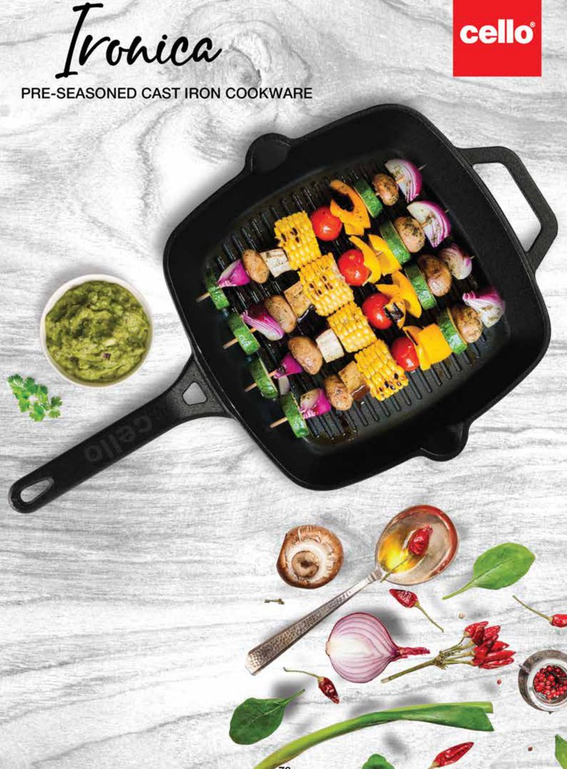 Cello Ironica Cast Iron Grill Pan 24cm