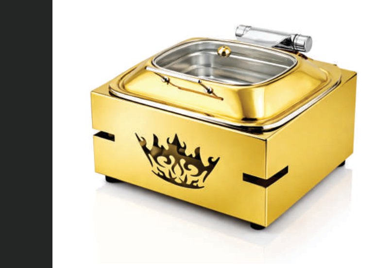 Monarch Square Glass-Lid Chafing Dish — Gold, 4L